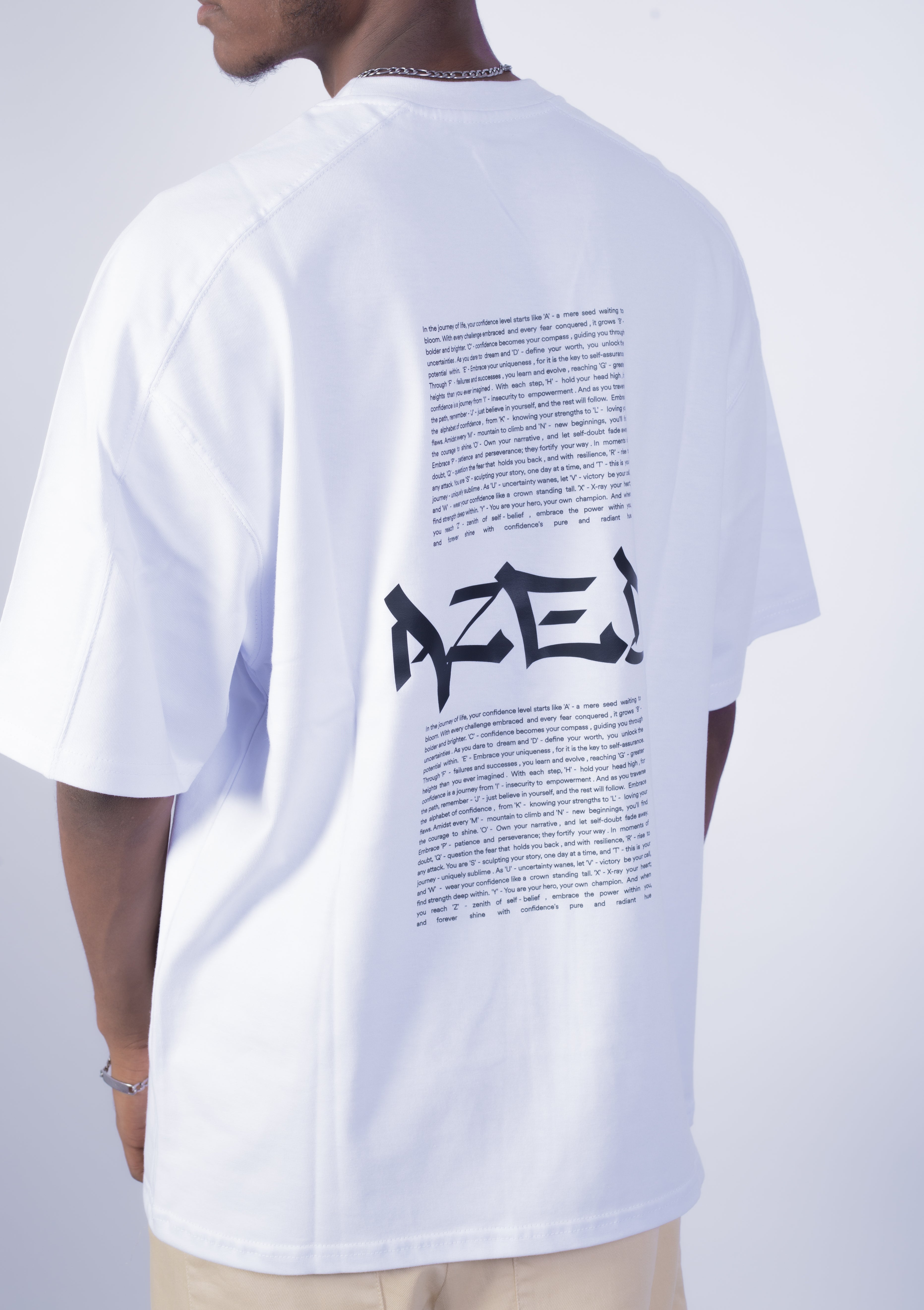 AZED® Text Manifest T-Shirt — White Edition
