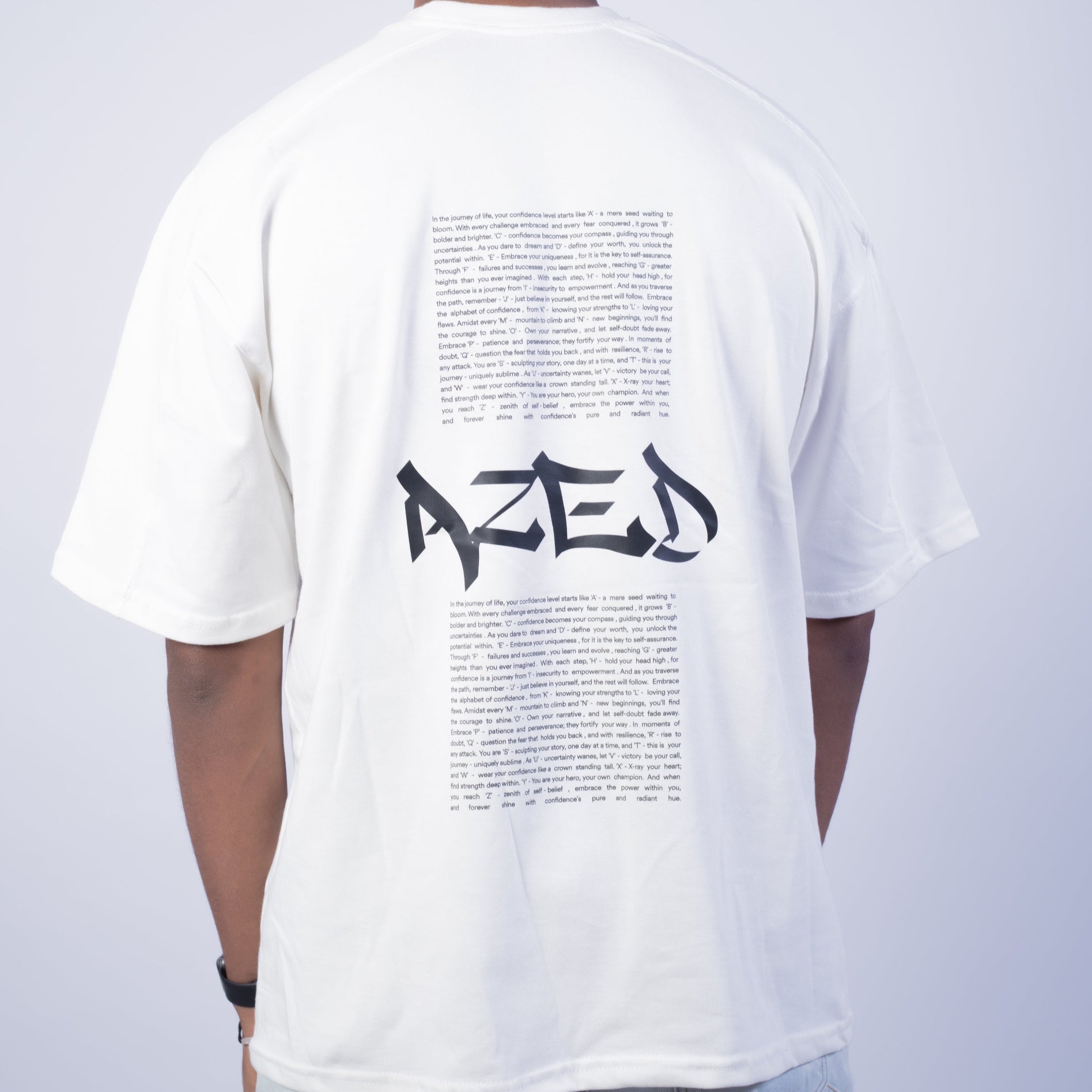 AZED® Text Manifest T-Shirt — White Edition