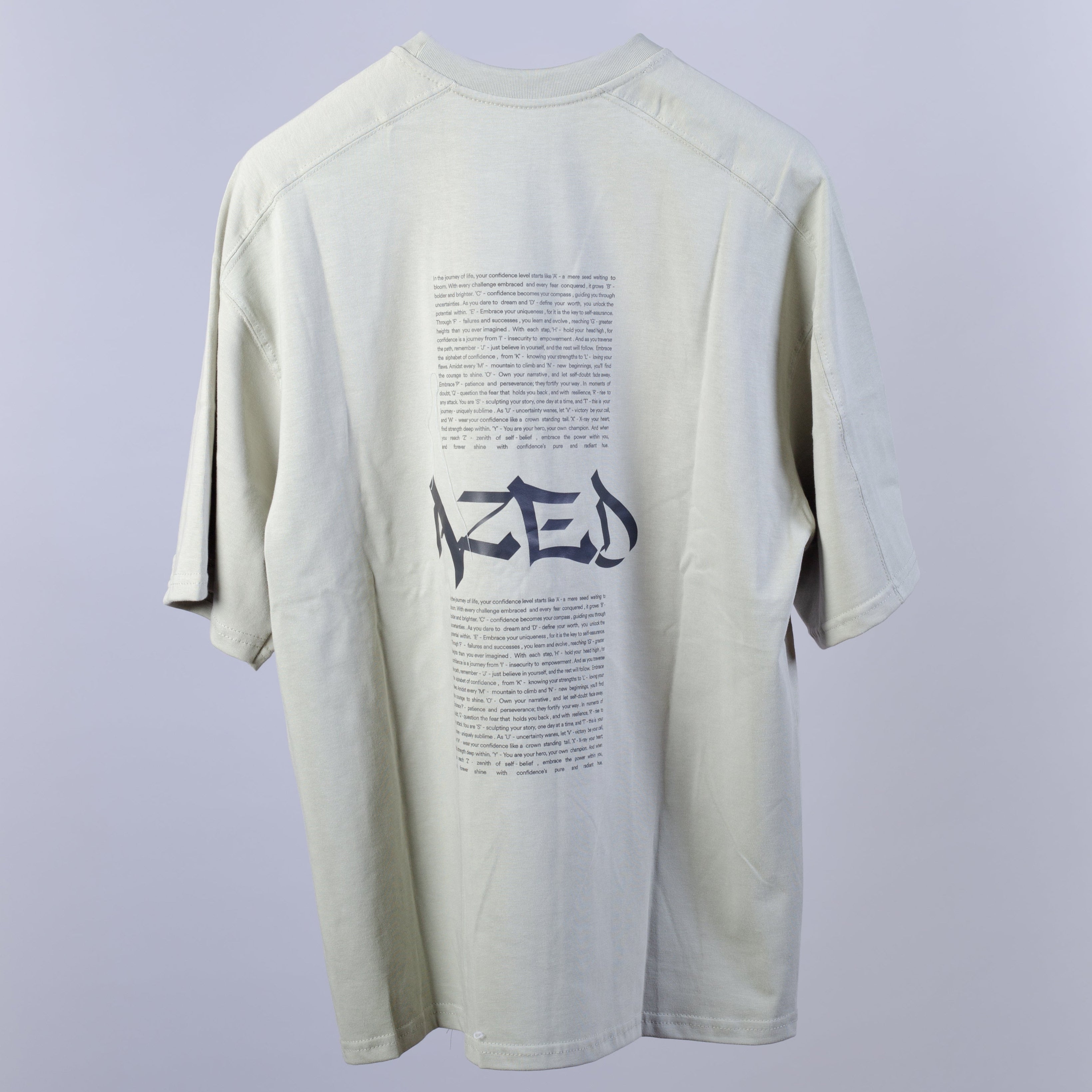 AZED® Text Manifest T-Shirt — Tea Green Edition