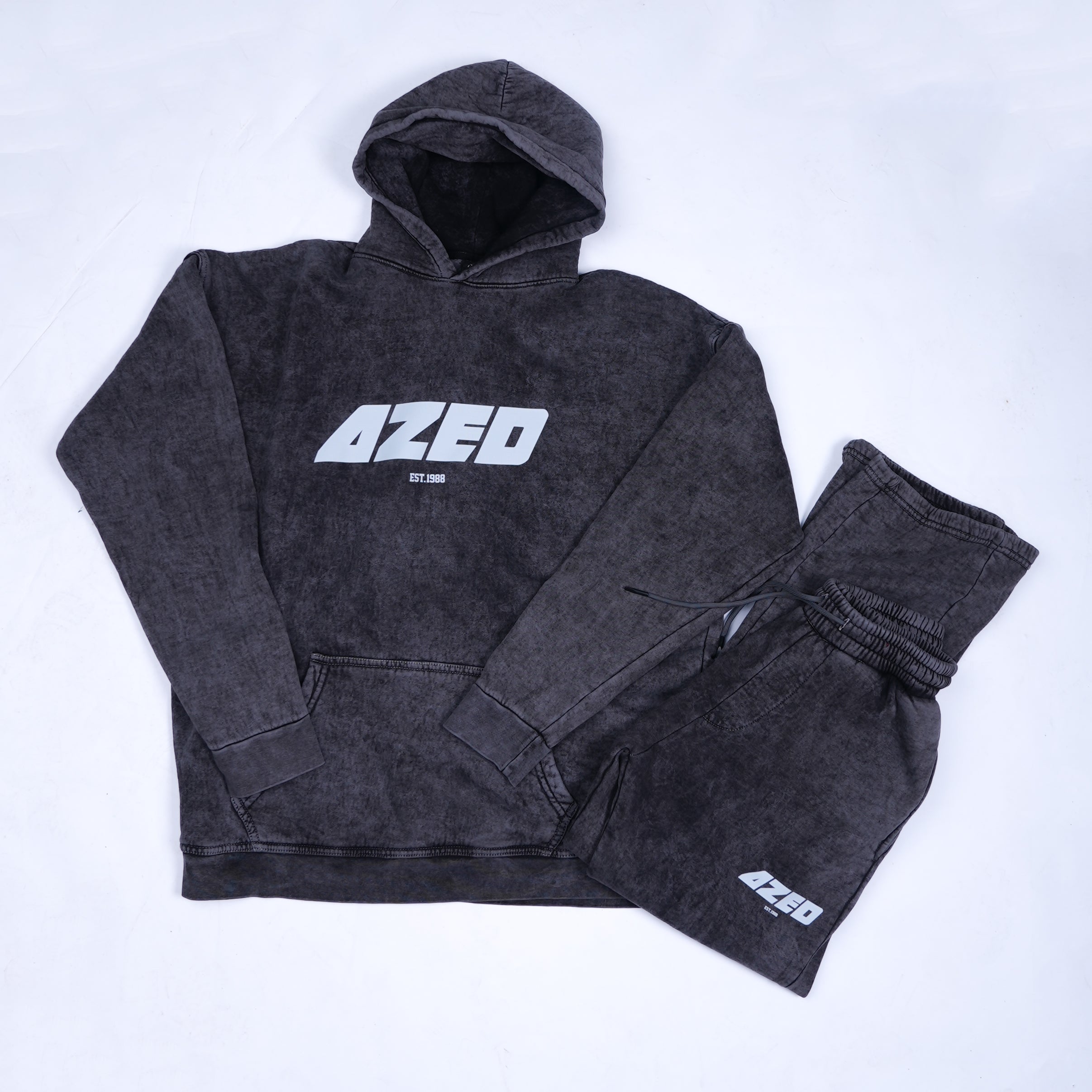 AZED Winter Set Stone Washed Hoodie&Pants Dark Grey