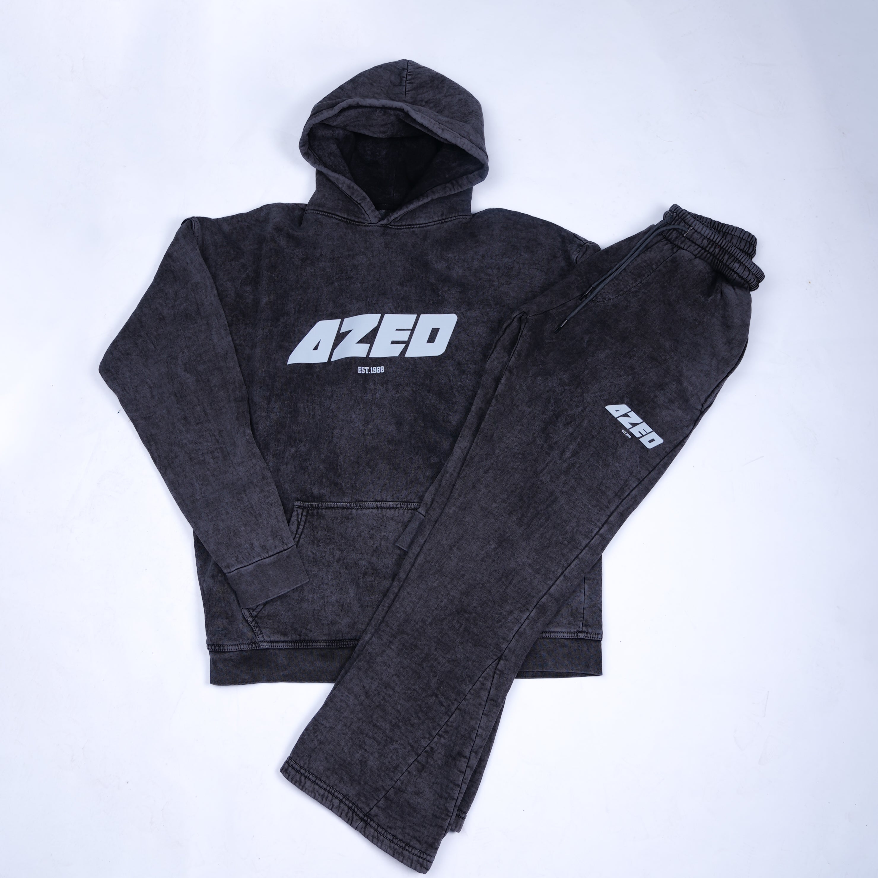 AZED Winter Set Stone Washed Hoodie&Pants Dark Grey