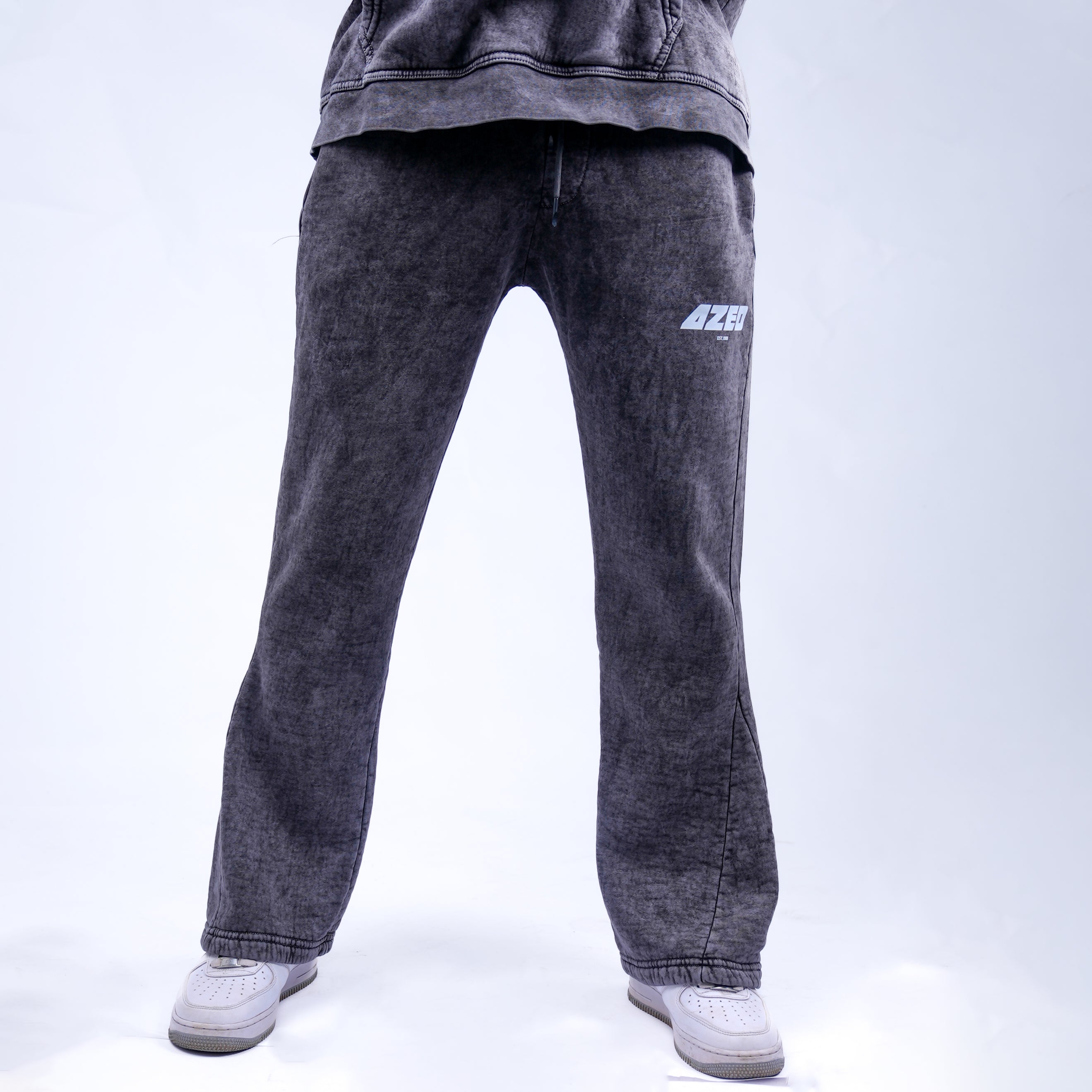 AZED Winter Set Stone Washed Hoodie&Pants Dark Grey