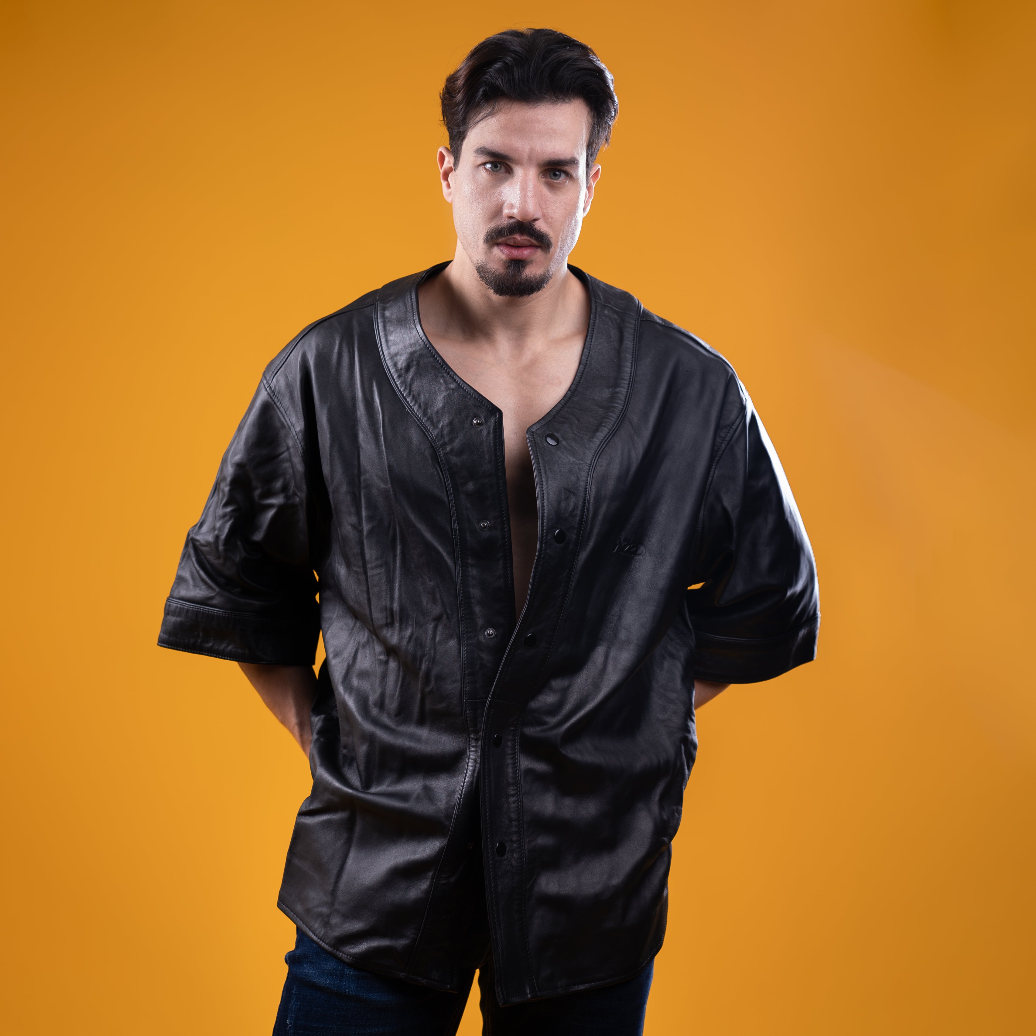 Premium Black Leather Oversized Shirt