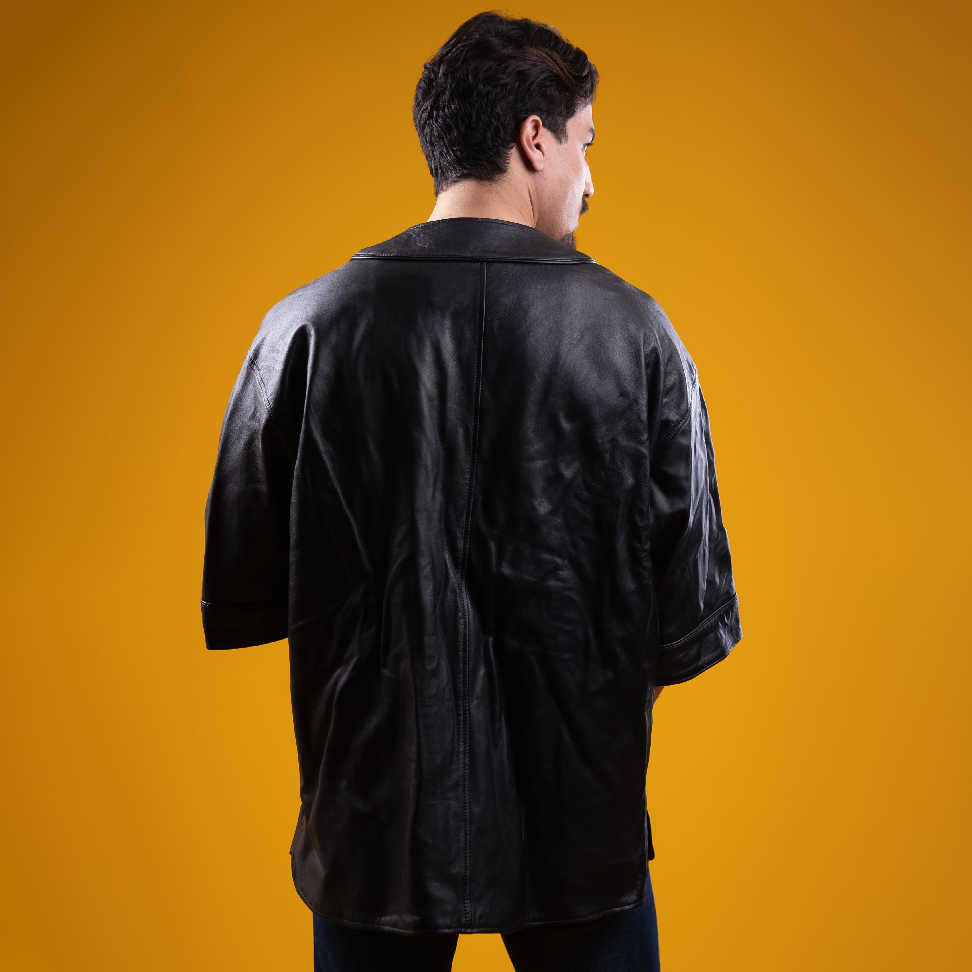 Premium Black Leather Oversized Shirt