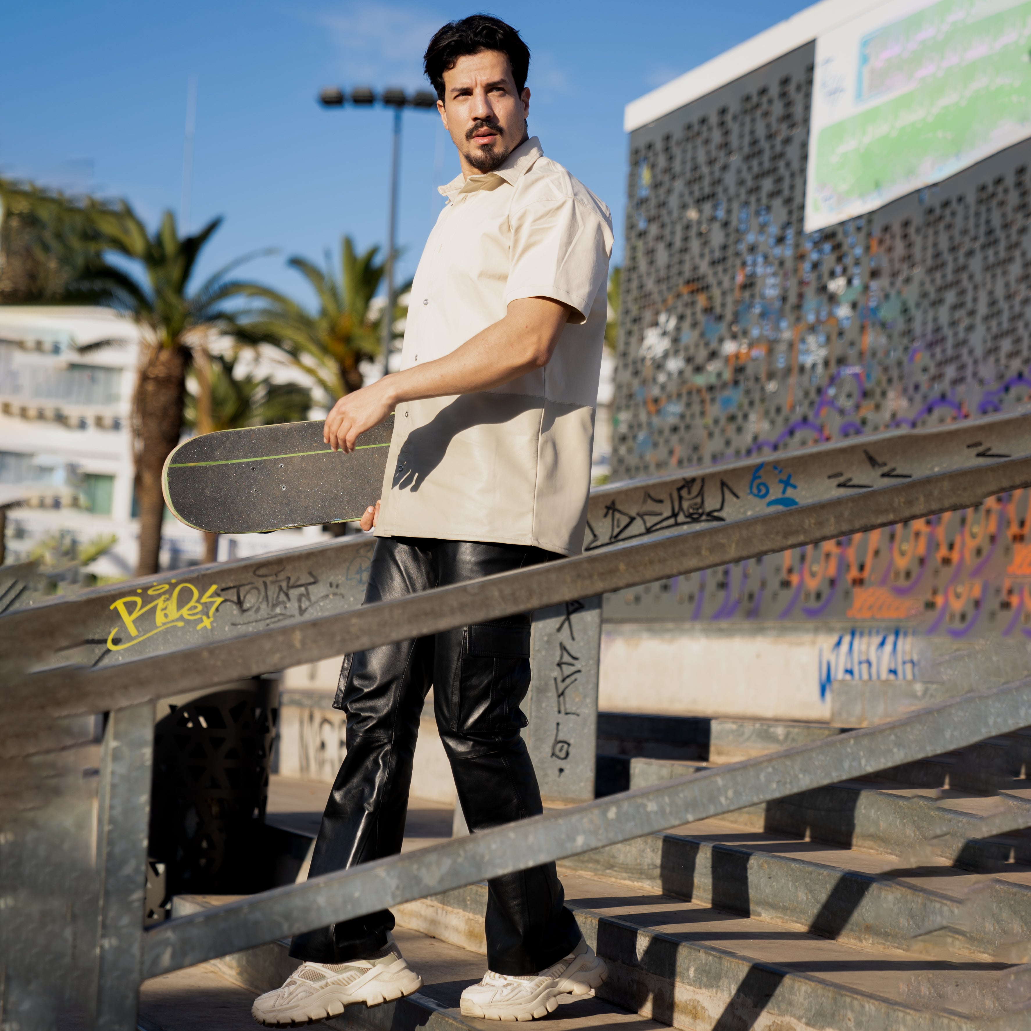 AZED® Dual-Tone Leather Shirt — Sand Edition