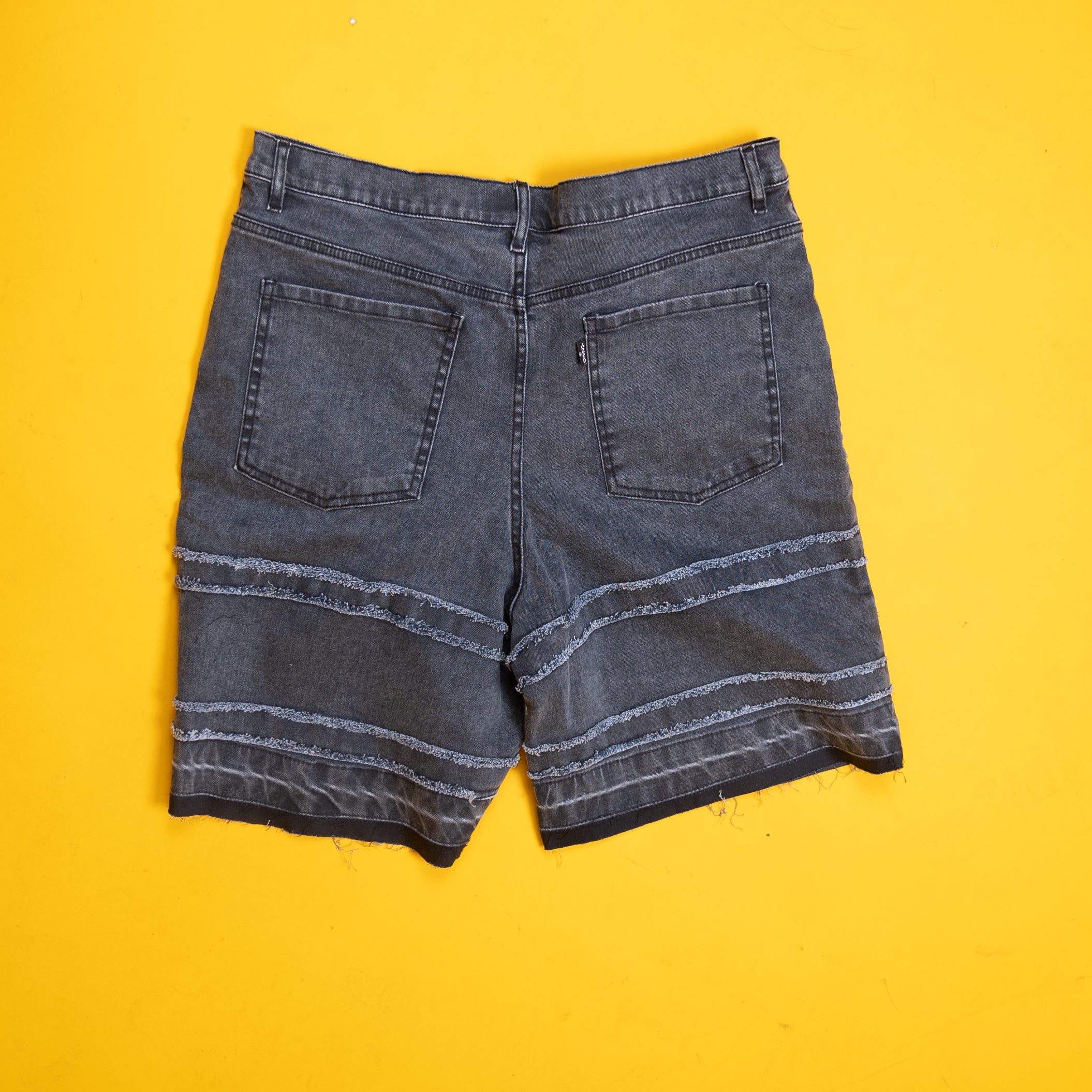 AZED® Raw Stitch Denim Shorts — Washed Black Edition
