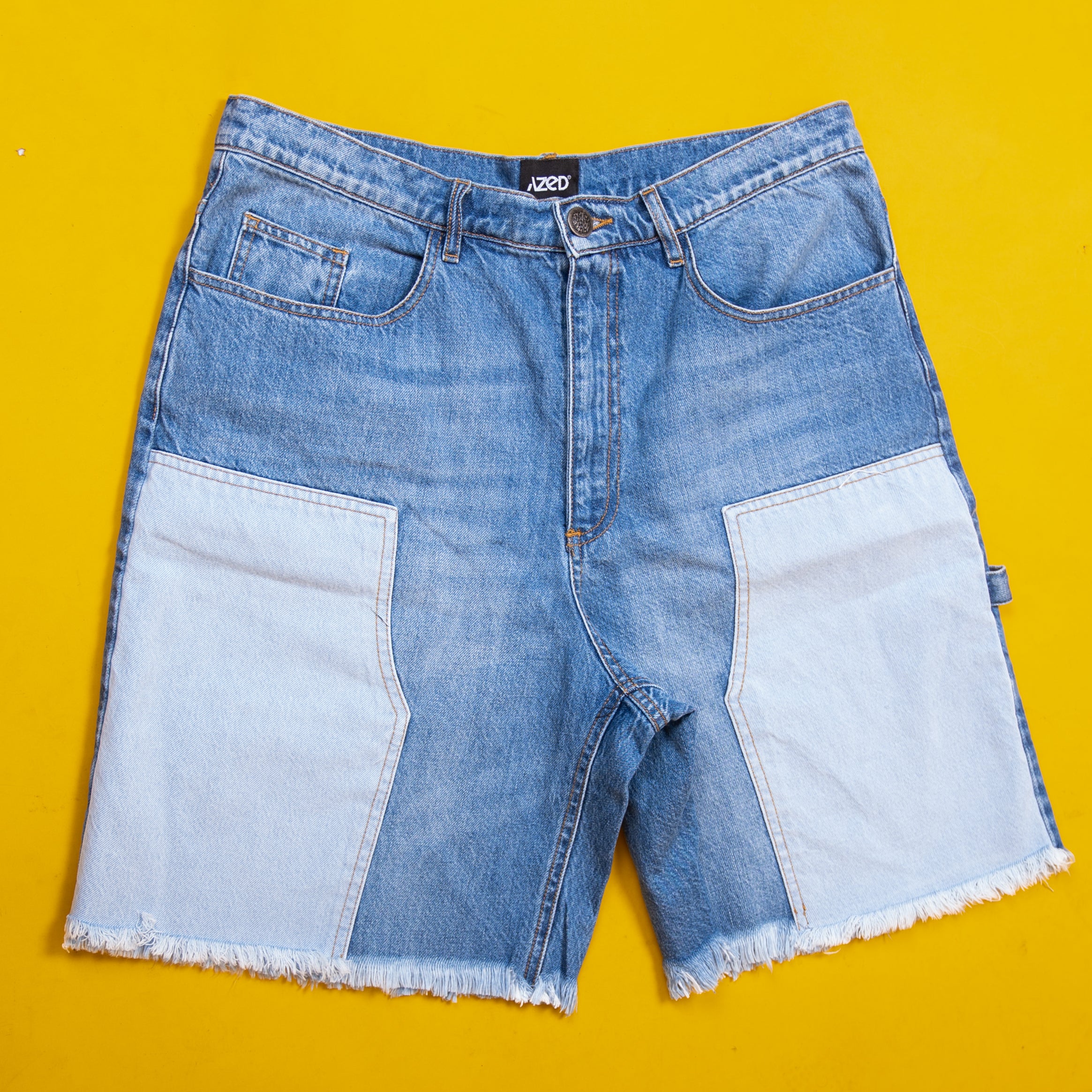 AZED® Dual Tone Denim Shorts — Patchwork Edition