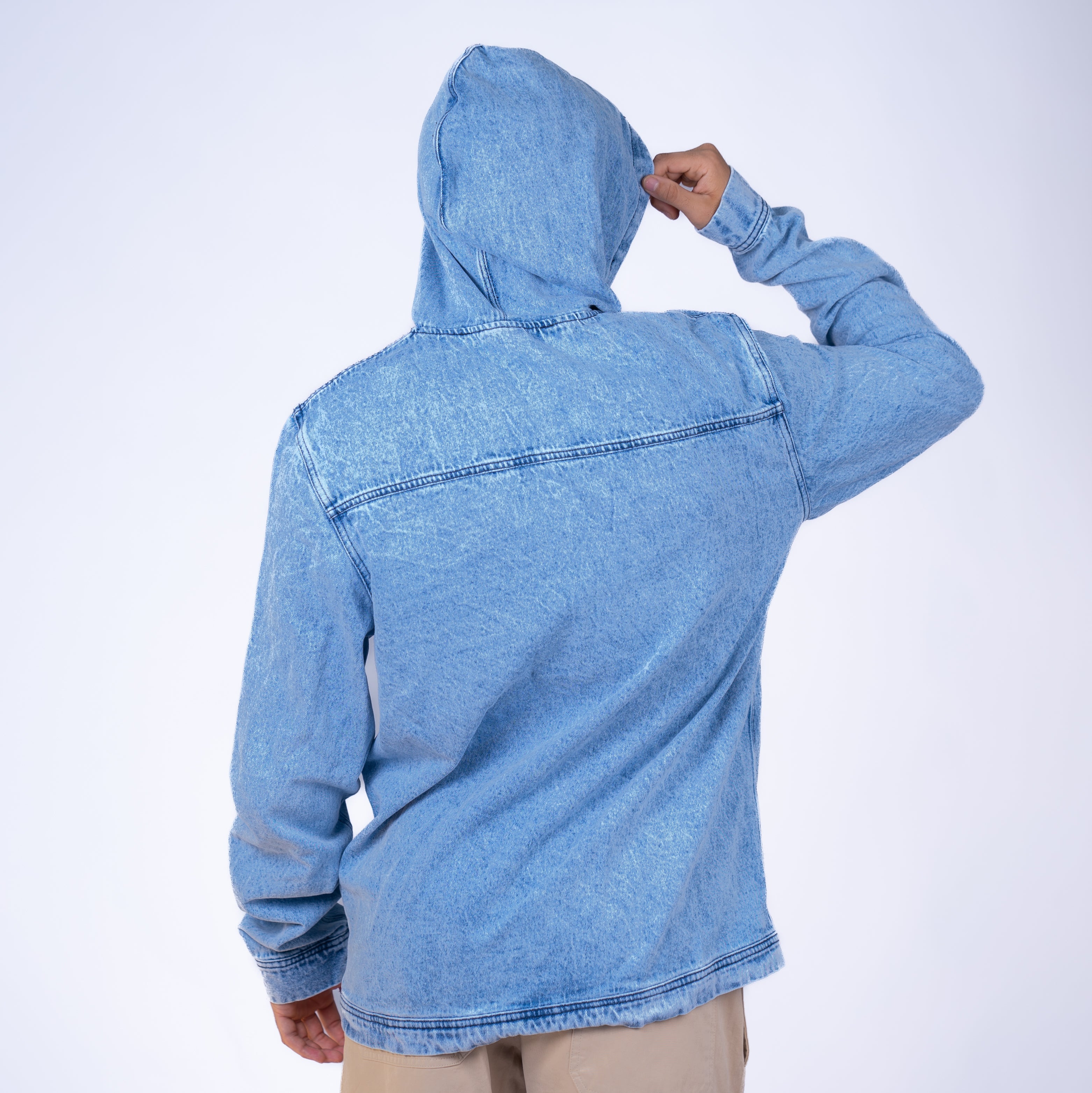AZED® Denim Hooded Jacket — Washed Blue