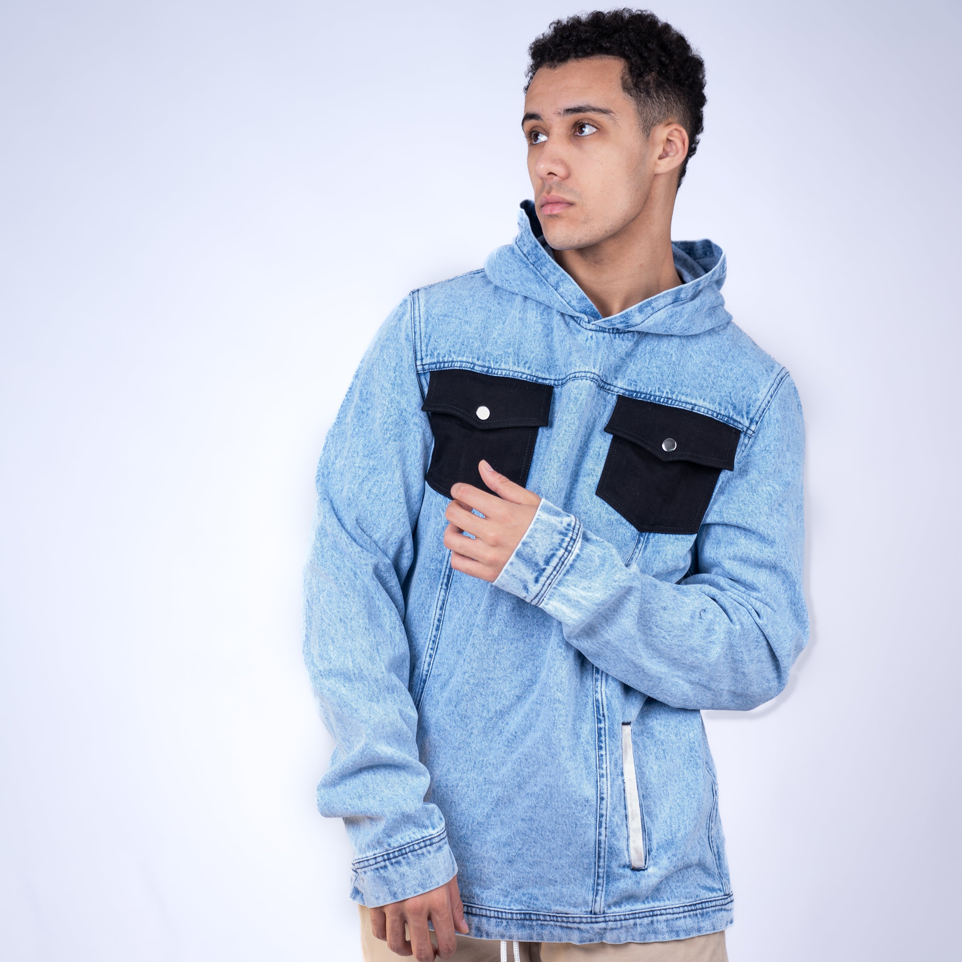 AZED® Denim Hooded Jacket — Washed Blue