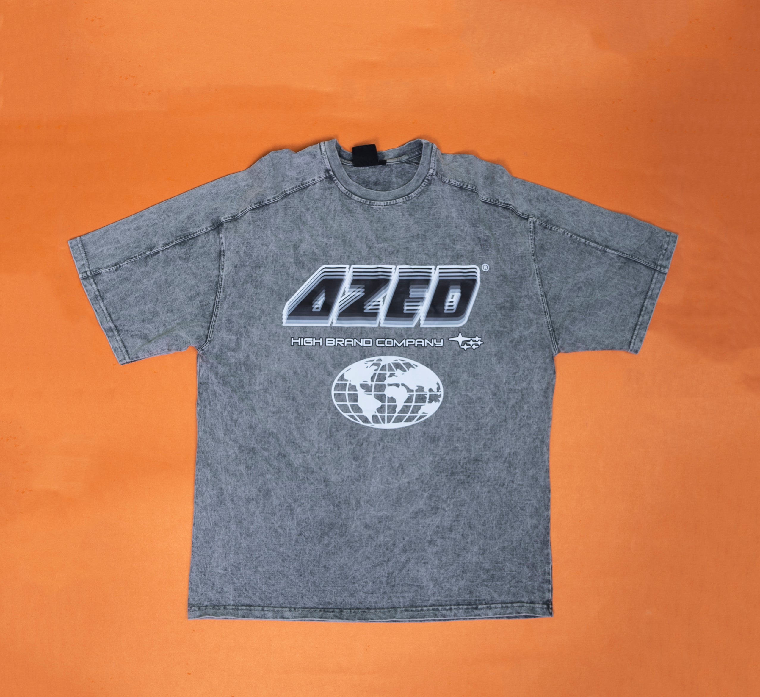 AZED® Global Vision Tee — Stone Washed Grey