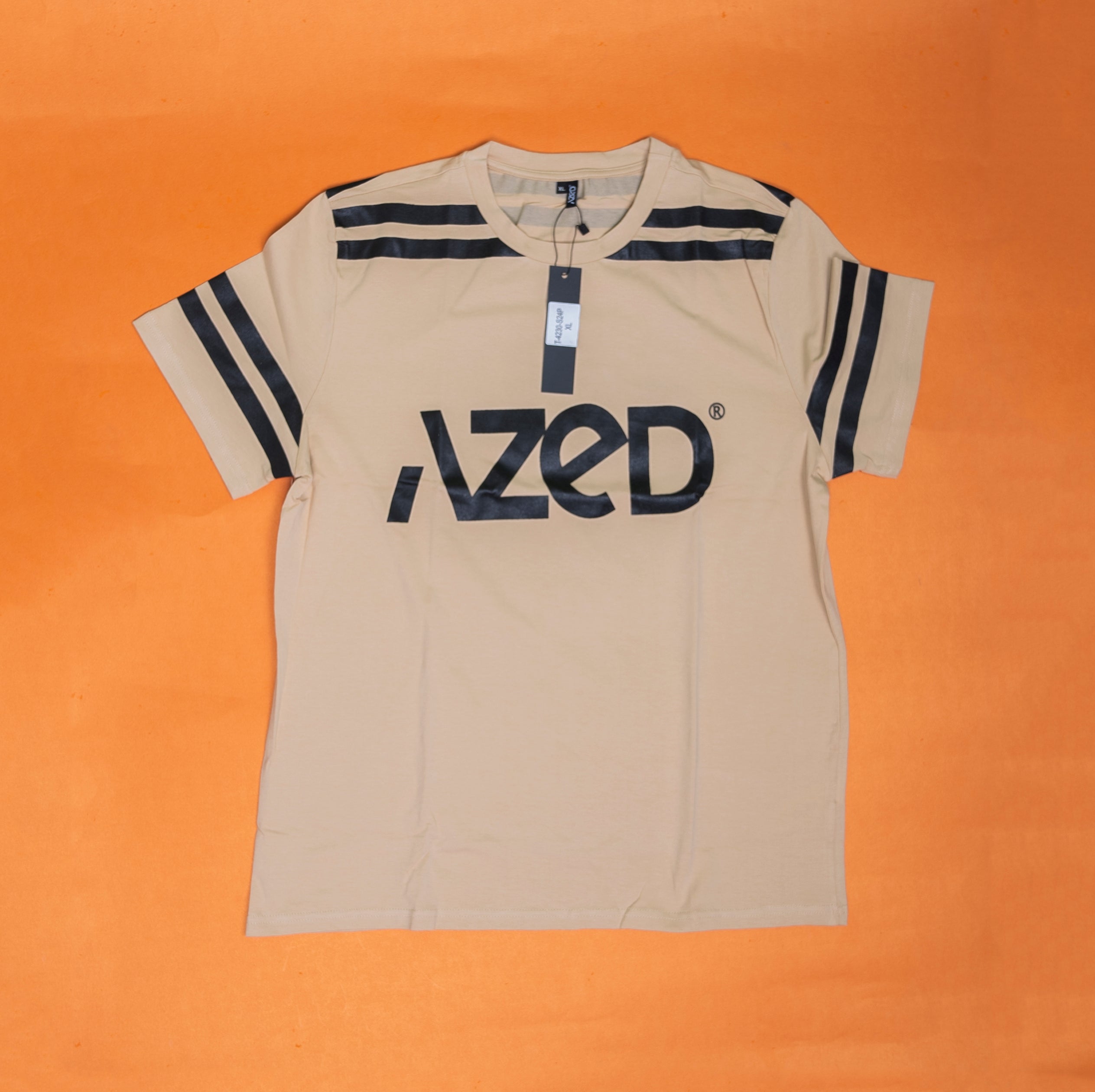 AZED® Striped Jersey Tee — Sand Beige