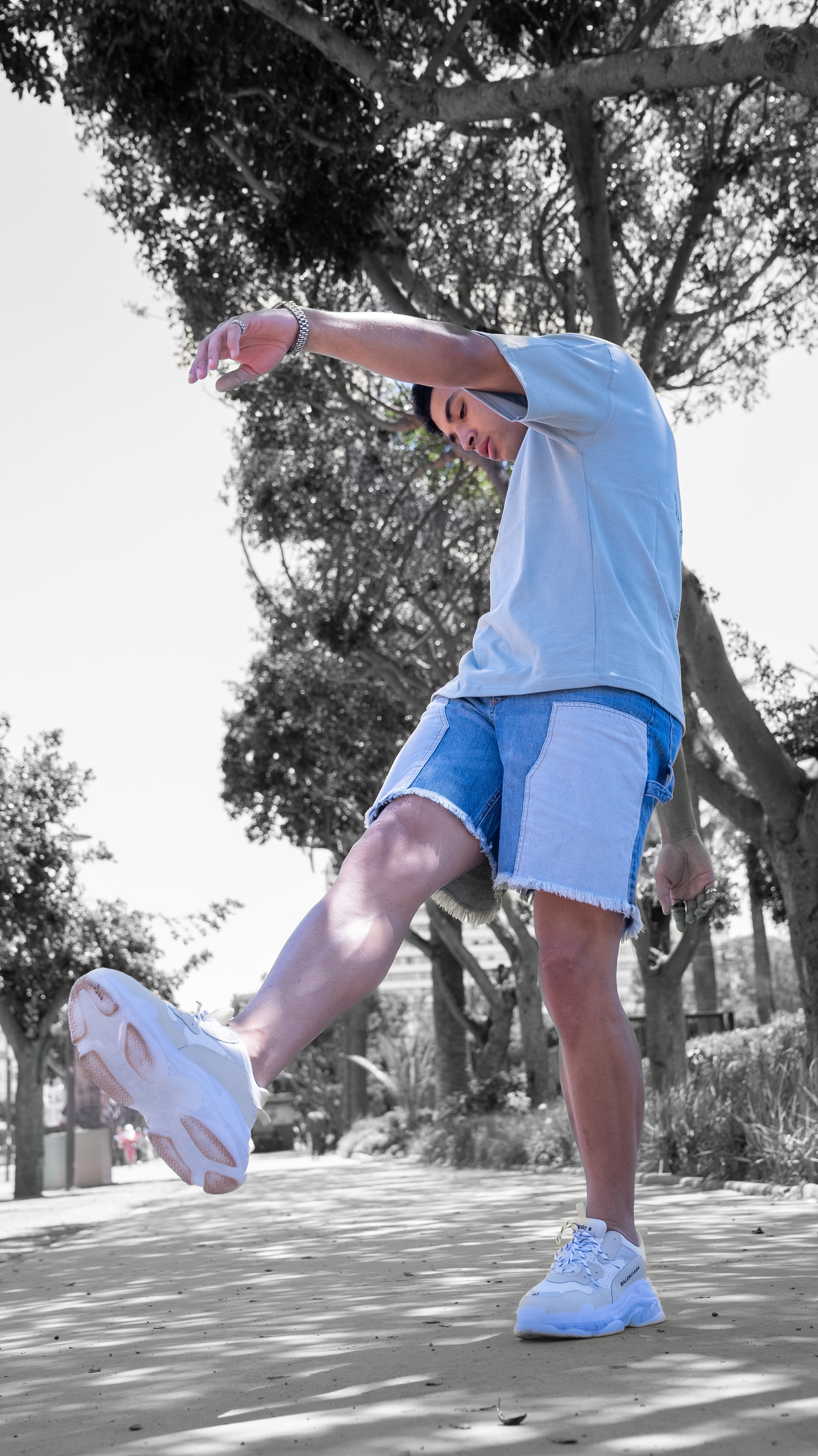 AZED® Dual Tone Denim Shorts — Patchwork Edition