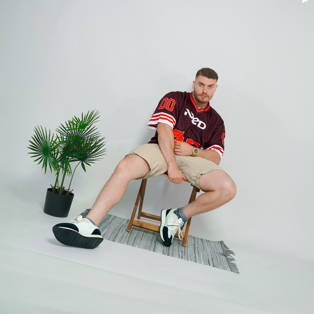 AZED Vintage Football Jersey – Dark Maroon Edition